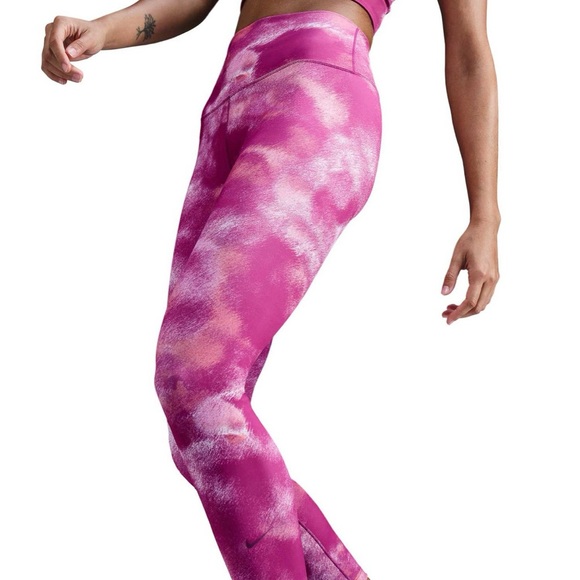 NWT Nike One Dri Fit Women’s Leggings High Rise Gentle Support 7/8 Length-Pink - Picture 5 of 10